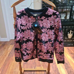 Joan Boyce, XS, Black with pink sequin embroidery, NWT
